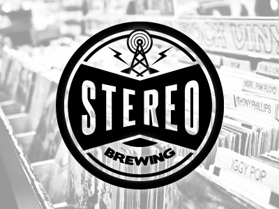 Stereo Brewing Logo beer bold bolt branding brewery brewing clean lightning lightning bolt logo retro seal simple sound stereo vintage