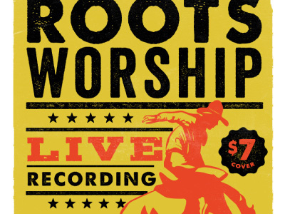 Screenshot Of Roots Worship Poster concert cowboy hatch show horse illustration letterpress music poster retro rock and roll typography vector illustration vintage