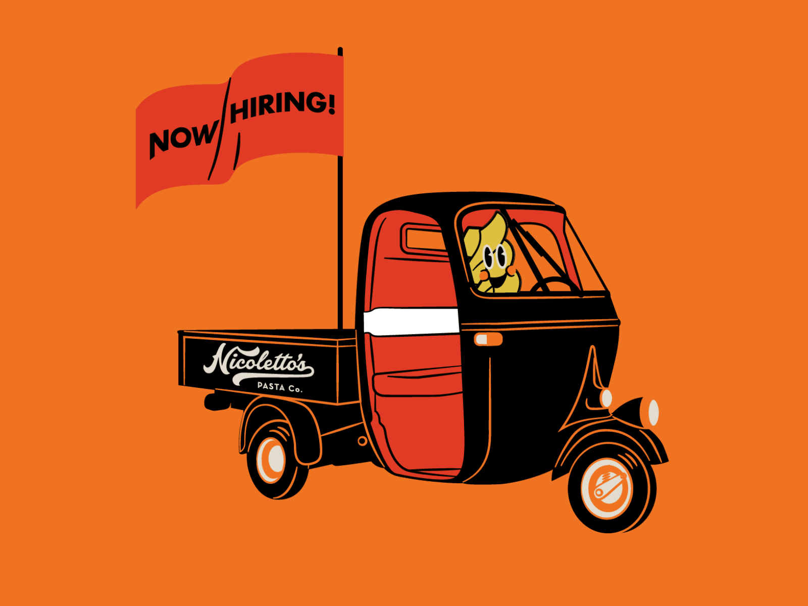 Nicolettos Now Hiring Animated Gif animated driving gif hoodzpah italian noodle pasta retro vespa vintage