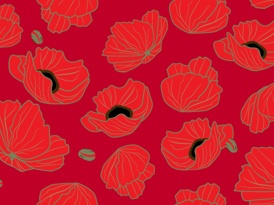Poppies Pattern floral flowers illustration pattern poppies poppy retro vector