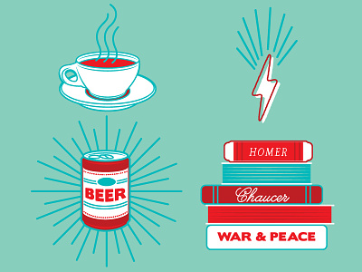 Re Do Guide Icons beer beer can bolt books can coffee cup icon icons illustration lightning bolt starburst vector