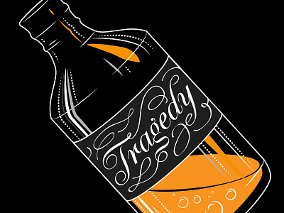 Tragedy Bottle Pouring Detail alcohol booze bottle font glass illustration type vector illustration