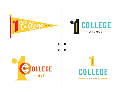 One College Avenue Logo Mockups D 1950s branding clean college collegiate cursive font identity logo retro scholastic script seal simple typography