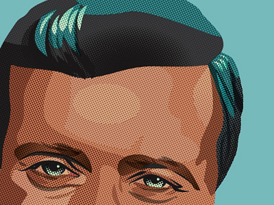 Retro Halftone Illustration WIP eyes face hair halftone illustration illustrator man retro vector illustration