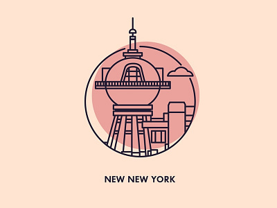 New New York flat icon illustration line art vector