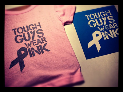 Tough Guys breast cancer kids pink screen print t shirt typography