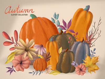 Autumn Clipart Composition autumn autumn mood book illustration branding clipart collection composition cozy elements for kids graphic design halloween hand drawn illustration leaves pumpkins twigs