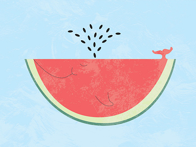 Watermelon whale illustration, inspired by Lim Heng Swee