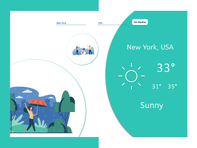 Weather forecast web app design illustration minimal ui vector web