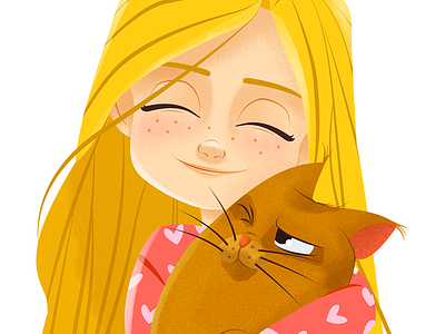 Little girl (Draw this in your style) cat character design drawthisinyourstyle girl hug illustration kitten