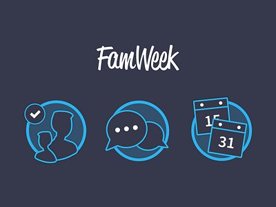 Famweek Icons blue drawings family icon iconography illustration rounded week