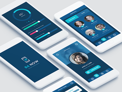 Ba Now - project tracker app app blue chart chat feedback icon menu mobile profile task tracker