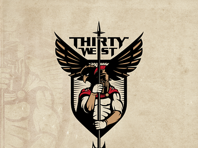 Thirty West bird branding design eagle eagles emblem greek illustration insignia logo shield soldier spartan trident vector warrior