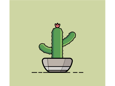 Cactus Pot design illustration ui