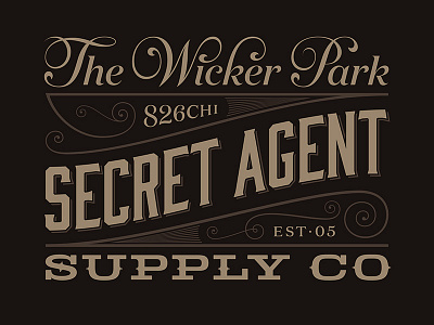 The Wicker Park Secret Agent Supply Co 826chi logo secret agent swirly