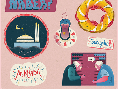 Istanbul Stickers 2dillustration design food illustration travel vector