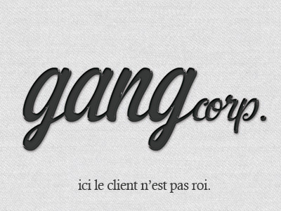 Gangcorp. card emboss logo paper script texture type
