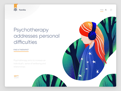 Psychotherapy Site design hero illustration shape