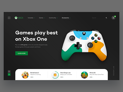 Xbox Website Concept v.2 controller design digital game gamepad interaction design interface microsoft redesign shape ui ux ux ui web webdesign website xbox