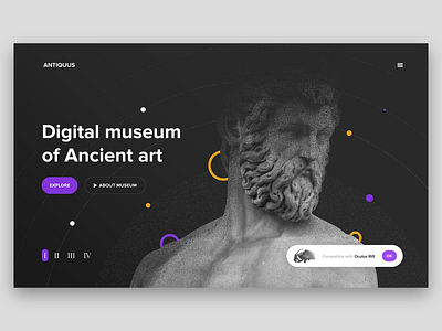 Digital Museum Concept ancient art design digital interaction design landing page museum technology ui ux ux ui virtual reality vr web webdesign website