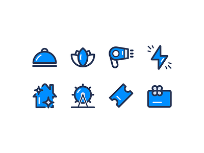 Icons activities app food food and drink gift card home service icon iconset illustration illustrator lifestyle movies pulse salon spa vector