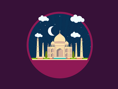 Taj Mahal art debutes design dribbble flat graphic heritage icon illustration india logo tajmahal