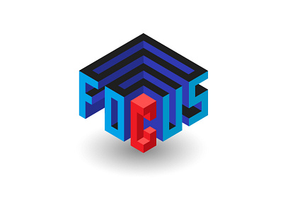 Focus dribbble focus illustration isometric lettering print red type typeface typography
