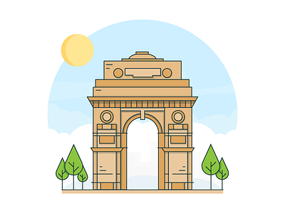 India Gate building cityscapes delhi heritage icon illustration india india gate landmark vector