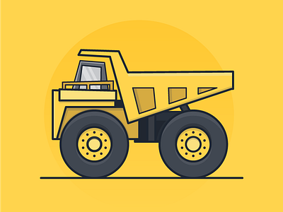 Construction Truck construction flat design icon illustration stroke truck vector vehicle yellow