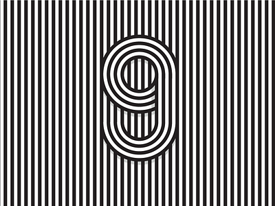 Number 9 36daysoftype 9 black illustration lines logo number typography white
