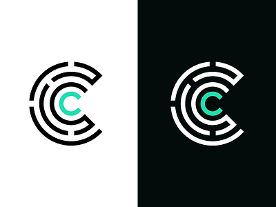 C black branding c circles flat icon logo mark shape white