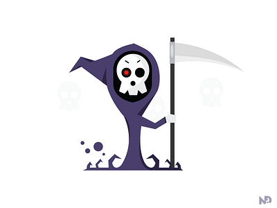 Grim Reaper art cute dribbble grimreaper head illustration logo monster pixel scary sketch skull