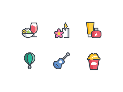 Icons activities category food hobbies icons iconset illustration mobile movie salon spa ui