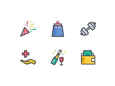 icons category debute flat design gym health icons illustration new year shopping ui wallet