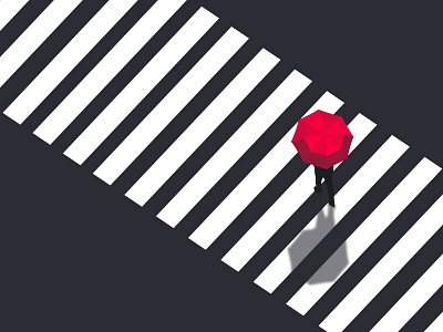 Under my Umbrella black crossing flat illustration lines minimal red street umbrella white