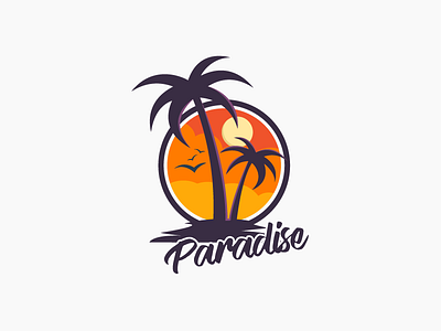 Paradise art debute design dribbble evening flat icon illustration logo paradise sunset