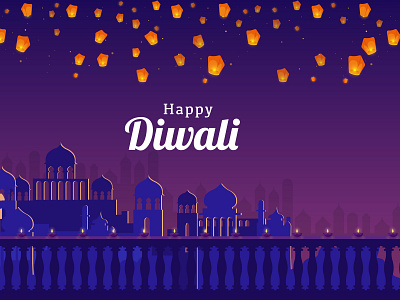 Diwali celebration design diwali dribbble icon illustration india lanterns lights night style vector