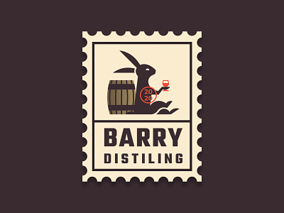 Barry Distiling Stamp animal animal logo branding design illustration logo minimal rabbit rabbit logo rum vector