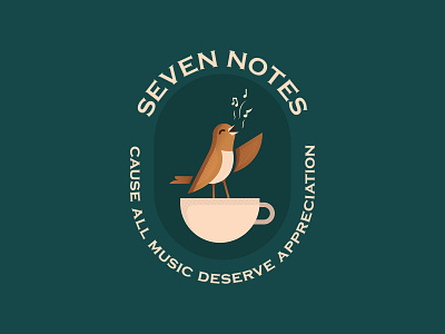 Seven Notes animal animal logo bird bird logo branding coffee coffee cup coffeeshop design logo minimal