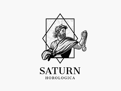 Saturn Horologica branding clock design god logo saturn statue time watch