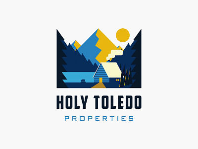 Holy Toledo properties branding cottage design forest house lake logo rental trees vacation vector