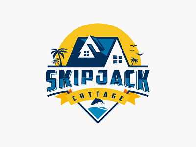 Skipjack Cottage beach branding cottage fish house palm trees rental skipjack sun