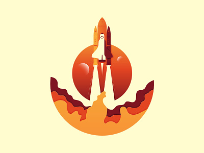 Rocket branding design illustration launch planets rocket space sun vector
