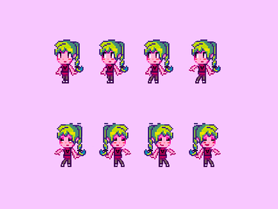 Rock-n-Roll Girl Dancing art character game design pixel ui