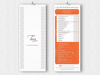 Tango Menus bistro clean menu orange restaurant restaurant menu tango