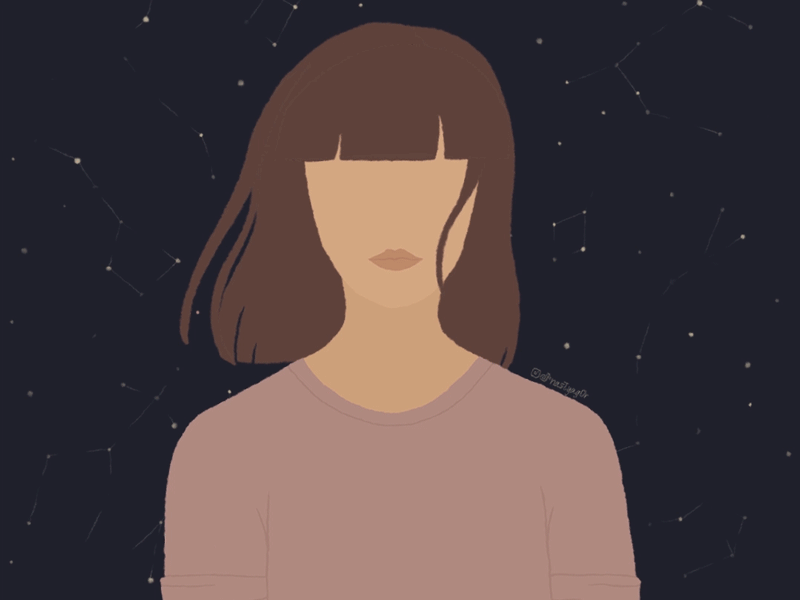 Under the stars animation constellations flat illustration gif girl illustration loop animation motion graphic stars