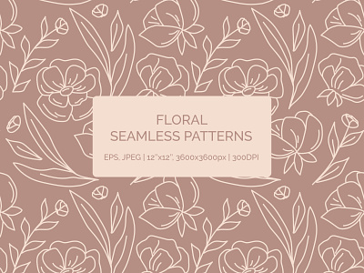 Floral seamless pattern beige botanical brown fabric floral flowers pattern peony seamless pattern surface pattern textile design