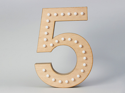 On / Off 3d 3d number 5 artisan bricolage craft diy five handmade lettering lights natural number off on on off simple typeface typography wood