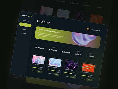 NFT Staking dashboard app crypto productdesign ui ux web3