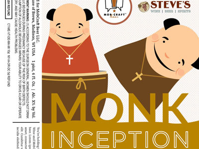 P1 Monk Inception Beer Label 4.75 X4.75 Rev2 beer label illustration monk nesting dolls